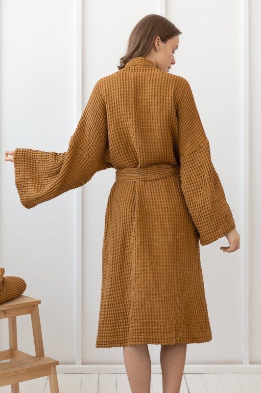 Amber linen waffle robe - Linen waffle robes - British D'sire