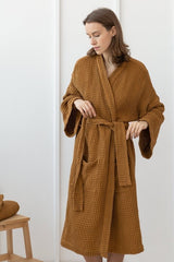 Amber linen waffle robe - Linen waffle robes - British D'sire