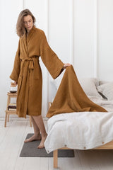 Amber linen waffle robe - Linen waffle robes - British D'sire