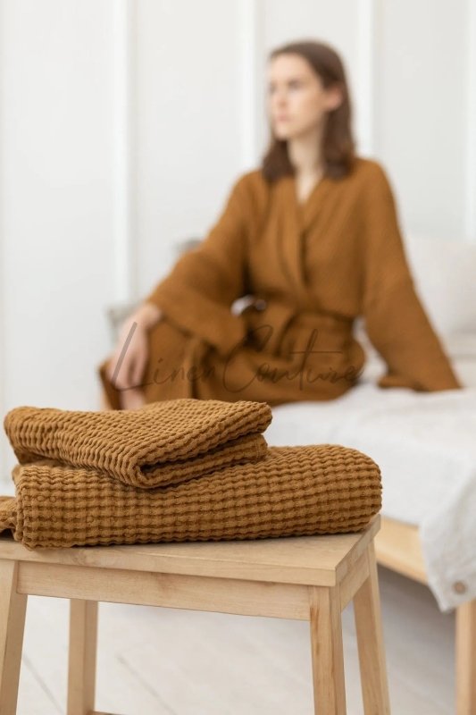 Amber waffle linen towel - Linen waffle towels - British D'sire