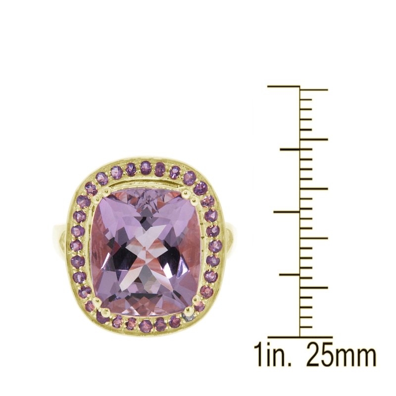 Amethyst & Rose de France Gemstone Rings | Gold - Plated Sterling Silver Halo Designs | Gift Combo Bundles by Pearlz Gallery - Fine Rings - British D'sire