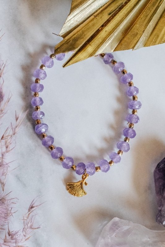 Amethyst Stone Crystal Bracelet with Detail - Bracelets - British D'sire