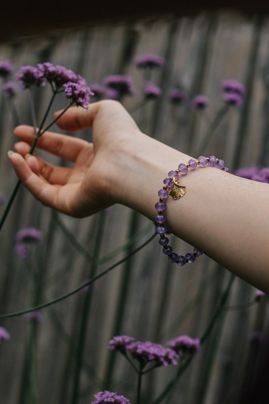 Amethyst Stone Crystal Bracelet with Detail - Bracelets - British D'sire