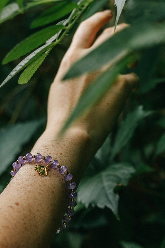 Amethyst Stone Crystal Bracelet with Detail - Bracelets - British D'sire