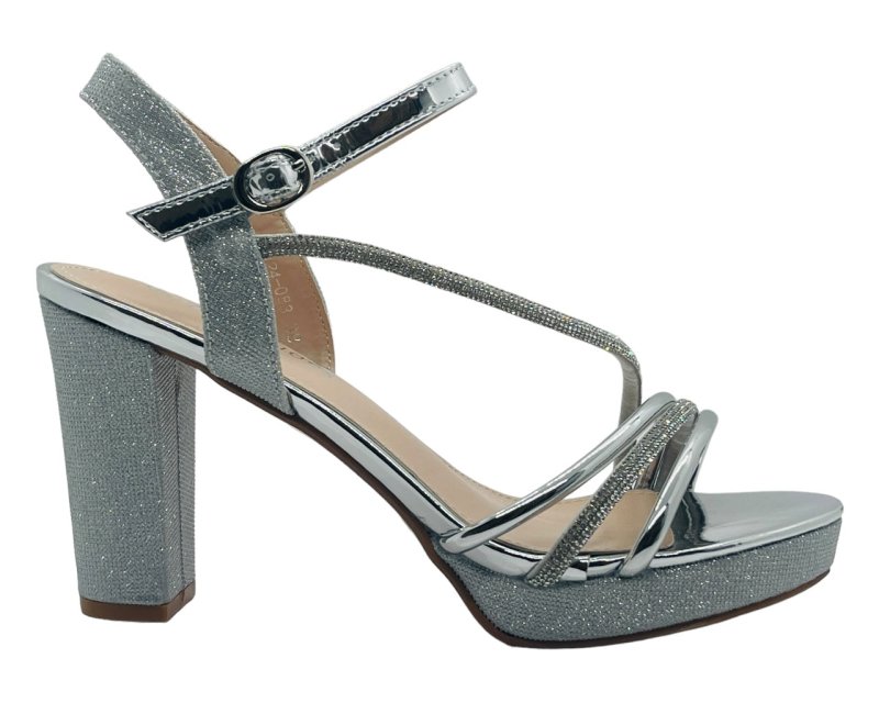 Ankle Strap Diamante Block Heel Shoes - Heels - British D'sire