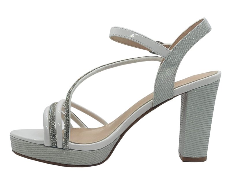 Ankle Strap Diamante Block Heel Shoes - Heels - British D'sire