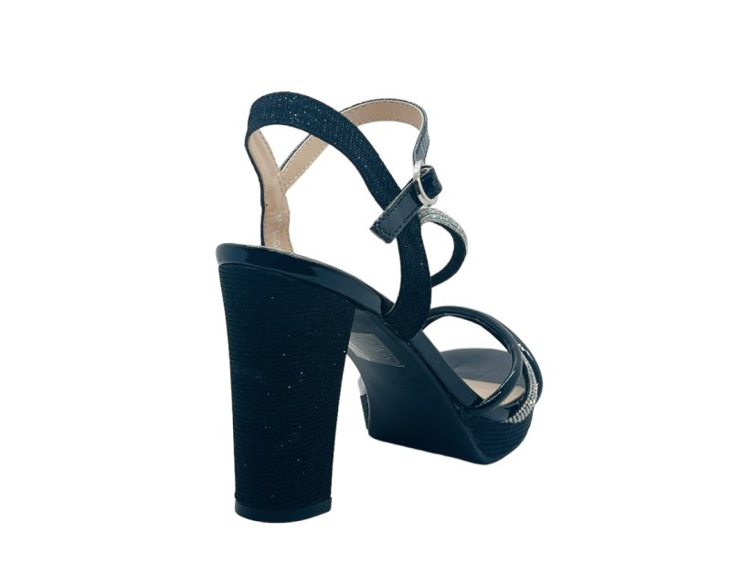 Ankle Strap Diamante Block Heel Shoes - Heels - British D'sire