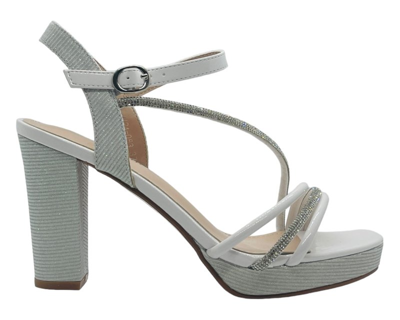 Ankle Strap Diamante Block Heel Shoes - Heels - British D'sire