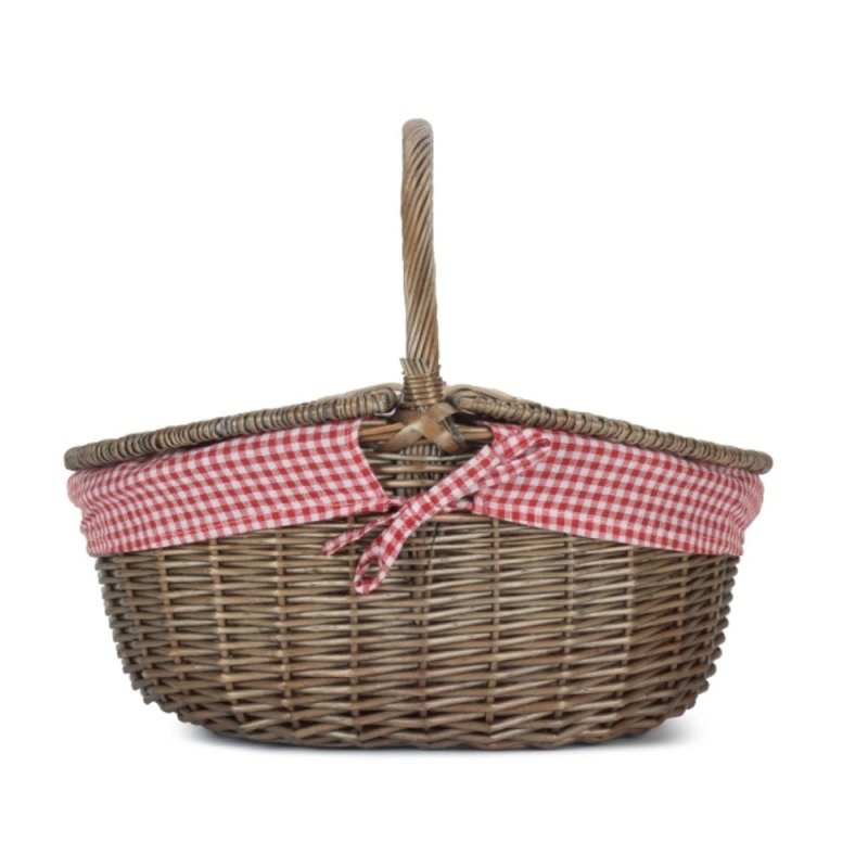 Antique Grey Oval Picnic Basket - Empty Picnic Baskets - British D'sire