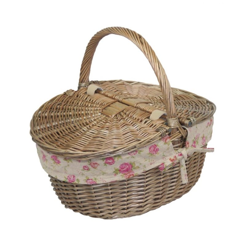 Antique Grey Oval Picnic Basket - Empty Picnic Baskets - British D'sire