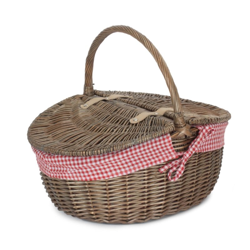 Antique Grey Oval Picnic Basket - Empty Picnic Baskets - British D'sire