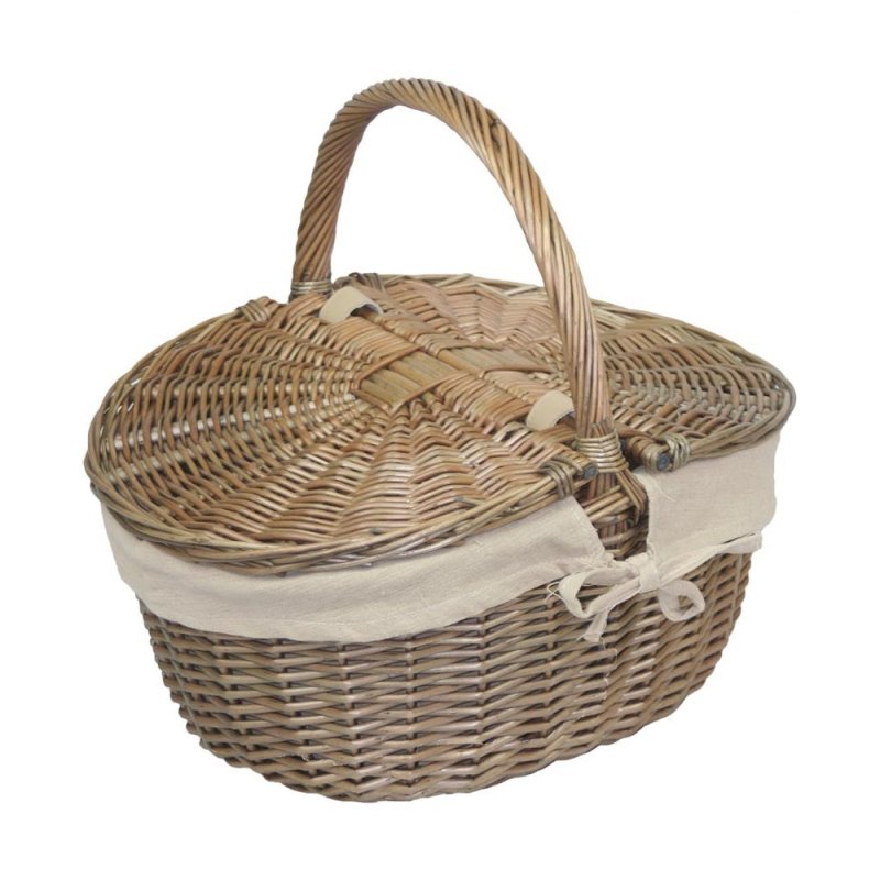 Antique Grey Oval Picnic Basket - Empty Picnic Baskets - British D'sire