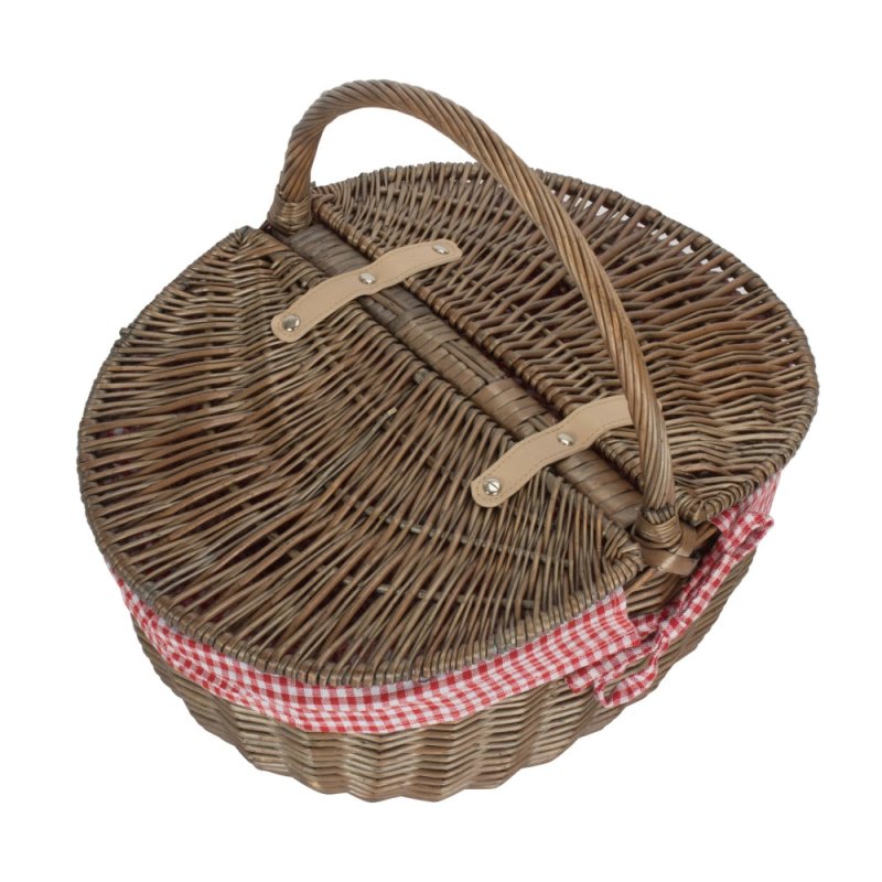 Antique Grey Oval Picnic Basket - Empty Picnic Baskets - British D'sire