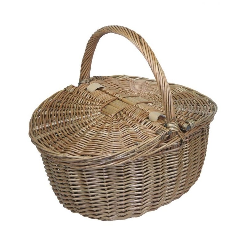 Antique Grey Oval Picnic Basket - Empty Picnic Baskets - British D'sire