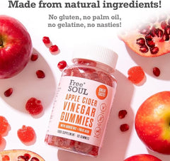 Apple Cider Vinegar Gummies with The Mother 1000mg Enhanced with Vitamin B12 & Folic Acid | 60 High Strength ACV Vegan Capsules with Pomegranate & Beetroot Powder | Natural Ingredients | Free Soul - British D'sire