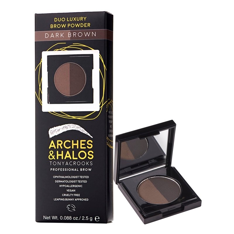 Arches and Halos - Duo Luxury Brow Powder - Dark Brown for Women - 0.088 oz Eyebrow - Eyebrow - British D'sire