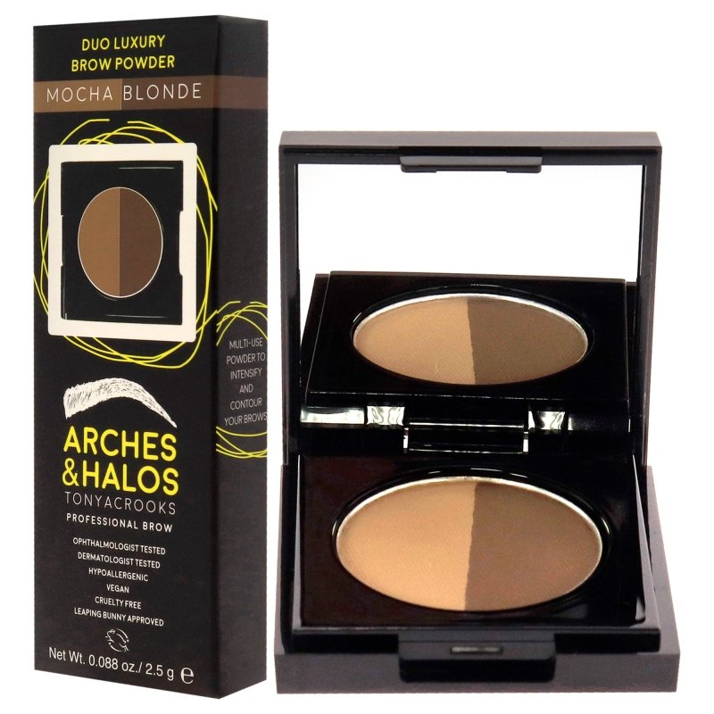 Arches and Halos - Duo Luxury Brow Powder - Mocha Blonde for Women - 0.088 oz Eyebrow - Eyebrow - British D'sire