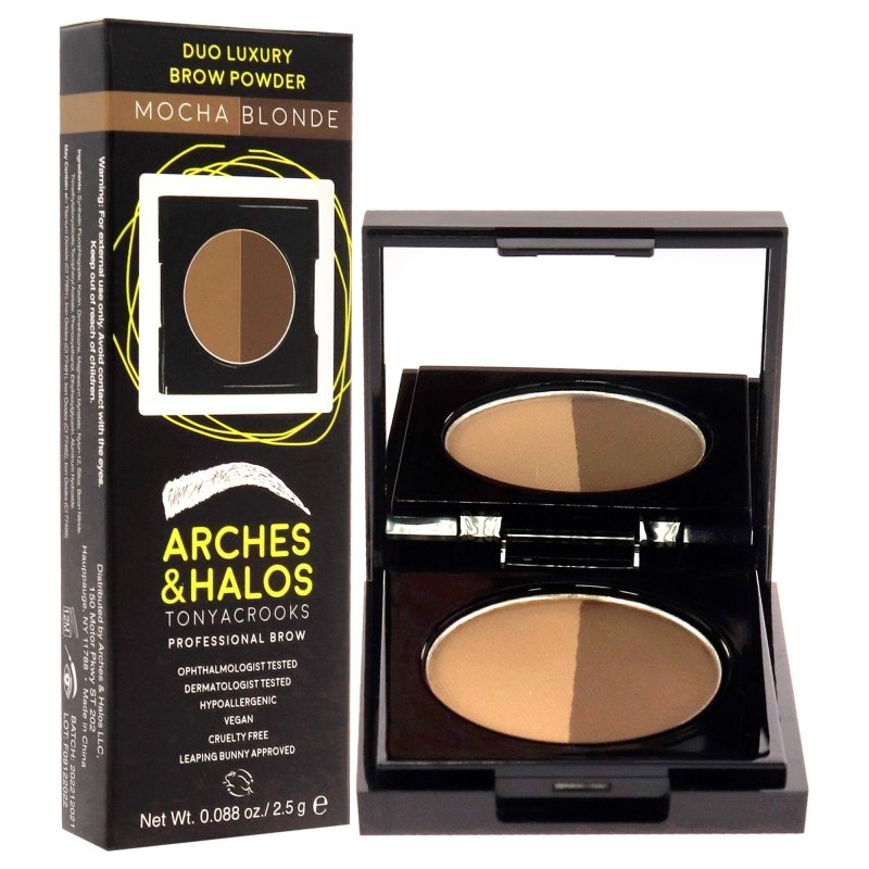 Arches and Halos - Duo Luxury Brow Powder - Mocha Blonde for Women - 0.088 oz Eyebrow - Eyebrow - British D'sire