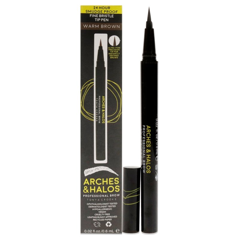 Arches and Halos - Fine Bristle Tip Pen - Warm Brown for Women - 0.02 oz Eyebrow Pen - Eyebrow Pen - British D'sire