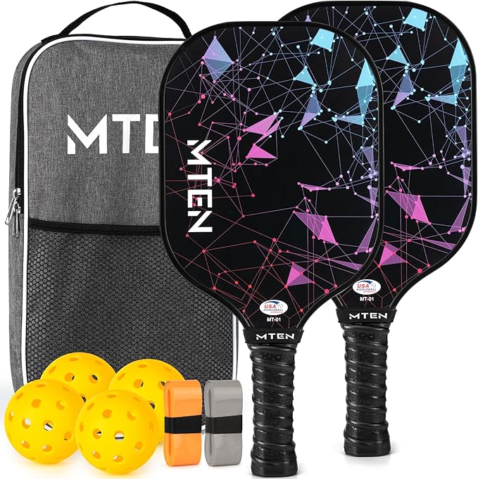 Arezzo - Pickleball Paddles, USAPA Approved Fiberglass Surface Pickleball Set with Pickleball Rackets, Pickle Ball Paddle Set for Men Women - Outdoor Sports & Equipments - British D'sire