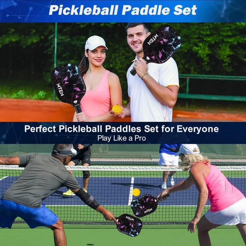 Arezzo - Pickleball Paddles, USAPA Approved Fiberglass Surface Pickleball Set with Pickleball Rackets, Pickle Ball Paddle Set for Men Women - Outdoor Sports & Equipments - British D'sire