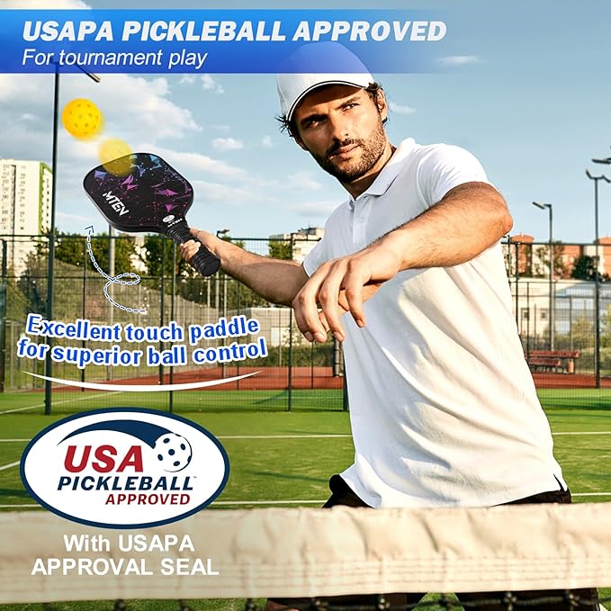 Arezzo - Pickleball Paddles, USAPA Approved Fiberglass Surface Pickleball Set with Pickleball Rackets, Pickle Ball Paddle Set for Men Women - Outdoor Sports & Equipments - British D'sire