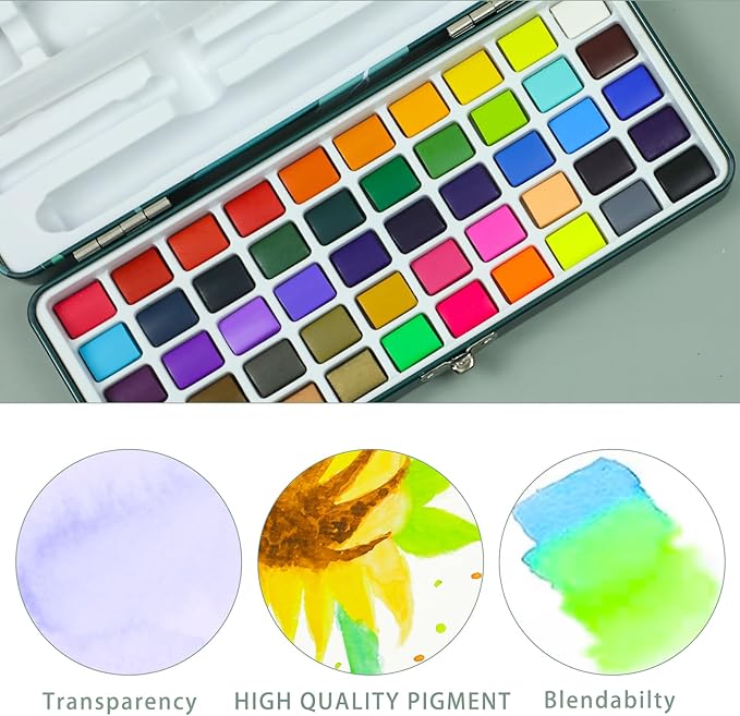 Artecho Watercolour Paint Set 128 Colours in Portable Box with Water Colour Pallet, Watercolour Papers and Brushes, Ideal for Adults, Artists and Hobbyists - Art & Craft - British D'sire