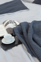 Asphalt Grey linen waffle towel - Linen waffle towels - British D'sire