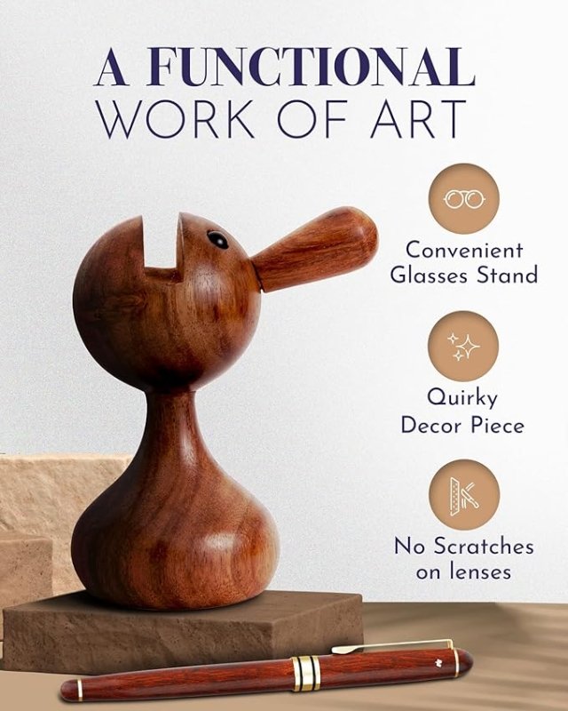 Atlantic Traders Wooden Eyeglass Holder Stand—Handmade Bird - Shaped Glasses Holder—Home Decor, Living Room Decor, Desk Decor—Desk Accessories for Office Desk, Display Stand, Sunglass Organizer - Eyewear & Accessories - British D'sire