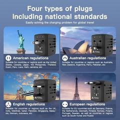 AUNNO Universal Travel Adapter, International Travel Plug Adapter with 1 USB C and 2 USB Ports, All in One Worldwide Plug Adaptor, UK to European Power Universal Plug Adaptor for EU USA Australia - Adapters - British D'sire