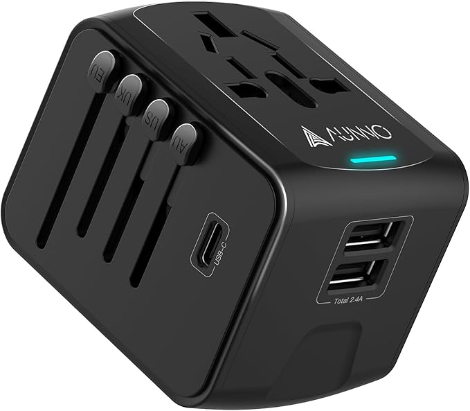 AUNNO Universal Travel Adapter, International Travel Plug Adapter with 1 USB C and 2 USB Ports, All in One Worldwide Plug Adaptor, UK to European Power Universal Plug Adaptor for EU USA Australia - Adapters - British D'sire