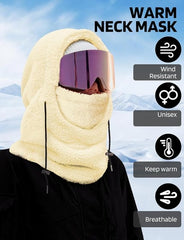 AURUZA Balaclava Windproof Ski Mask Winter Face Mask Cold Weather Fleece Neck Warmer Scarf for Women and Men Hat Cap (UK, Alpha, One Size, L, Beige) - Hats & Caps - British D'sire