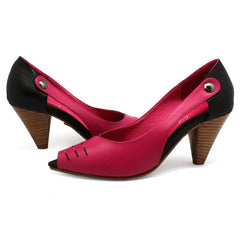 Avec Lait - Fuchsia Black peep toe shoe - last pair 41 - Heel Shoe - British D'sire