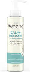 Aveeno Face CALM+RESTORE Nourishing Oat Cleanser, Gently Cleanses, For Sensitive Skin, With Prebiotic Oat and Calming Feverfew, Fragrance Free, 200ml - British D'sire