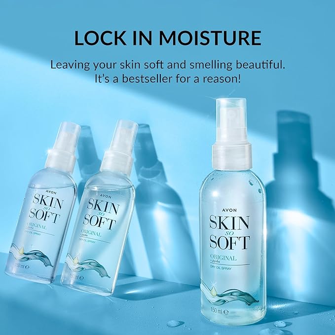 Avon Skin So Soft Dry Oil Spray 150ml | Locks in Moisture | Formulated with Jojoba Oil and Vitamin E | Quick Dry Formula | Cruelty Free - British D'sire