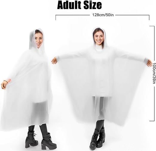 AXNSATRE Rain Poncho Waterproof Adult Kids - 10PCS Disposable Poncho Waterproof Family Pack, Ponchos for Women Men Festival, Plastic Raincoat Poncho Bulk for Emergency, Travel, Camping - British D'sire