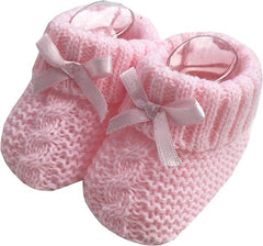 Baby Boys Girls 1 Pair Knitted Booties Soft Newborn Knitted Booties With Bow 116 - 354 - British D'sire