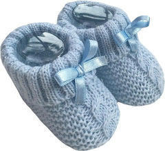 Baby Boys Girls 1 Pair Knitted Booties Soft Newborn Knitted Booties With Bow 116 - 354 - British D'sire