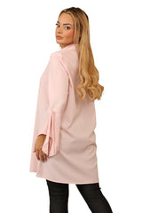 Baby Pink Tie Sleeve Shirt Dress - blouse - British D'sire