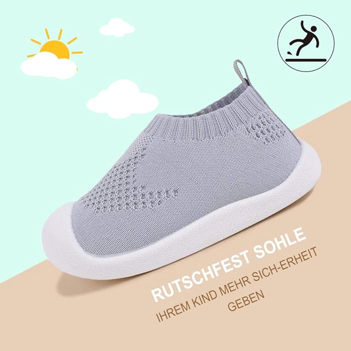 Baby Walkers Infant Sneakers Boys Girls Mesh Breathable Lightweight Non - Slip Toddler Casual Shoes Cotton Flying Woven Fabric Mesh Breathable Lightweight Trainers Indoor Outdoor - British D'sire