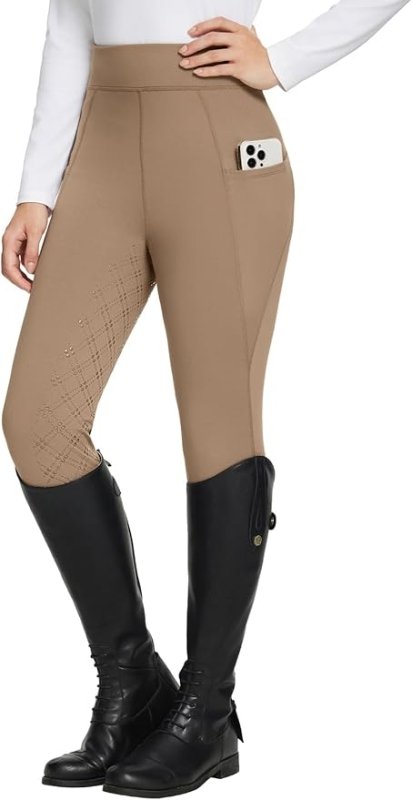 BALEAF Women's Thermal Riding Breeches Full Seat Fleece Lined Equestrian Horse Riding Pants Back Pockets - Breeches - British D'sire