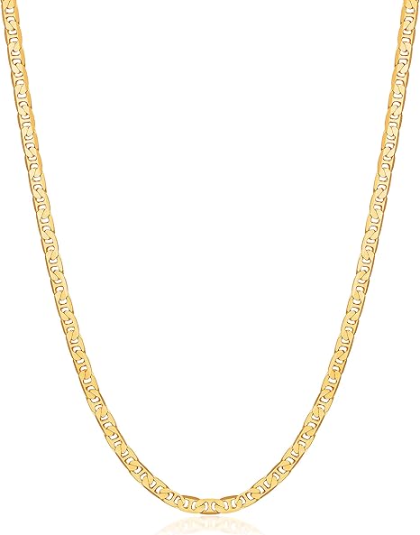 Barzel 18K Gold Plated Mariner Chain Necklace for Women, Flat Marina 18K Gold Plated Necklace - Necklaces - British D'sire