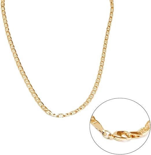 Barzel 18K Gold Plated Mariner Chain Necklace for Women, Flat Marina 18K Gold Plated Necklace - Necklaces - British D'sire