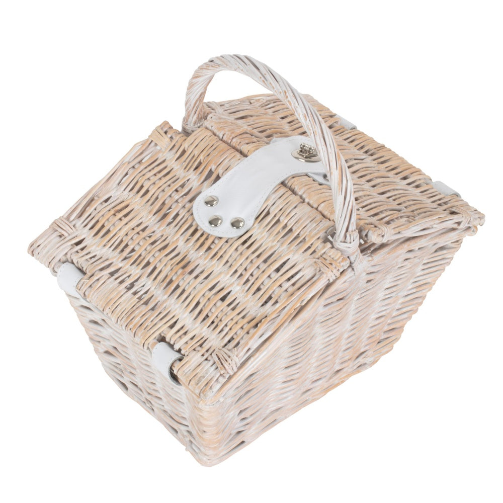 Small White Elegant Picnic Wicker Basket