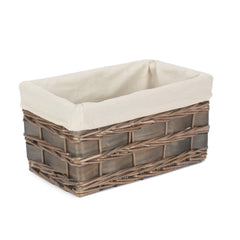 Grey Scandi Storage Basket With White Lining