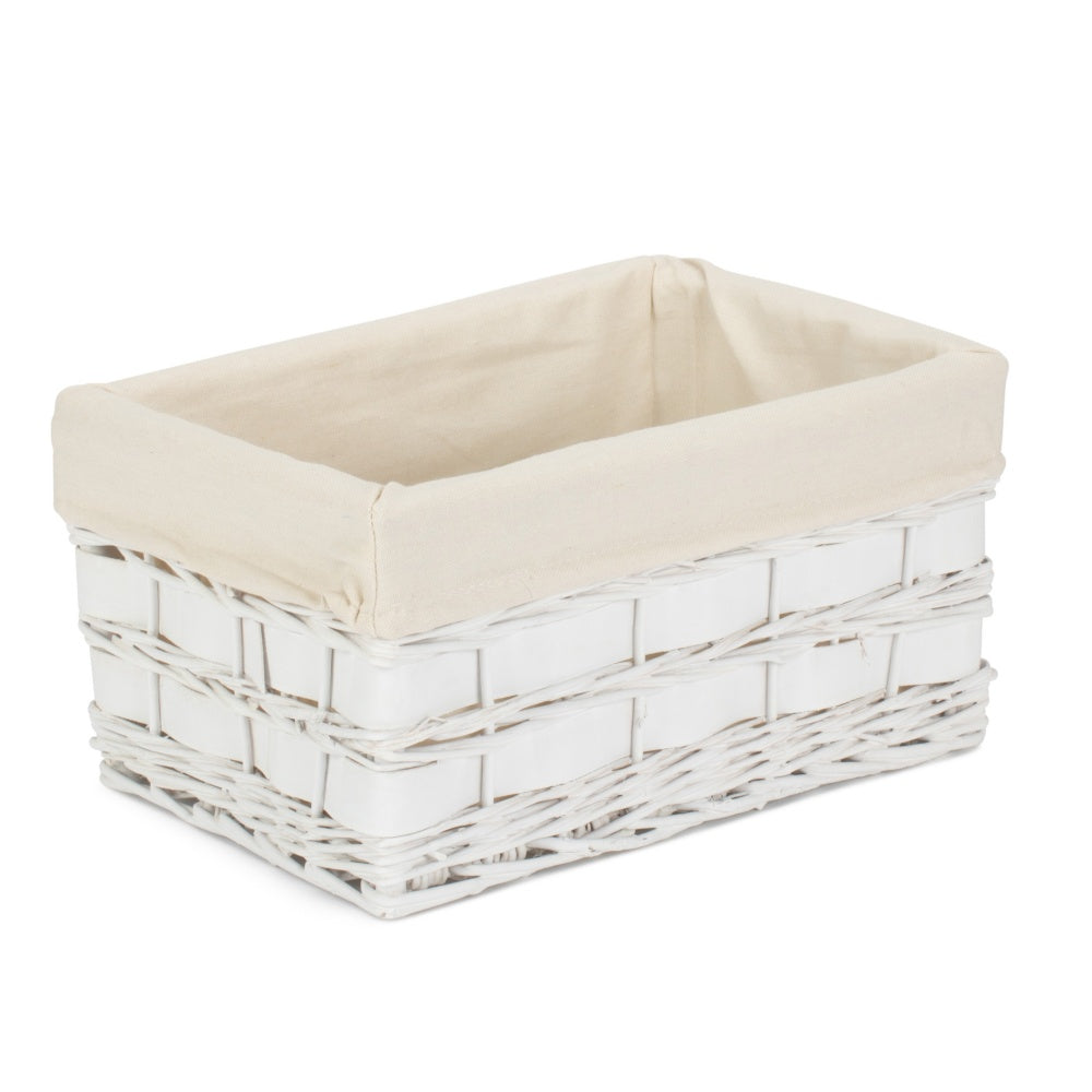 White Scandi Storage Basket With White Lining