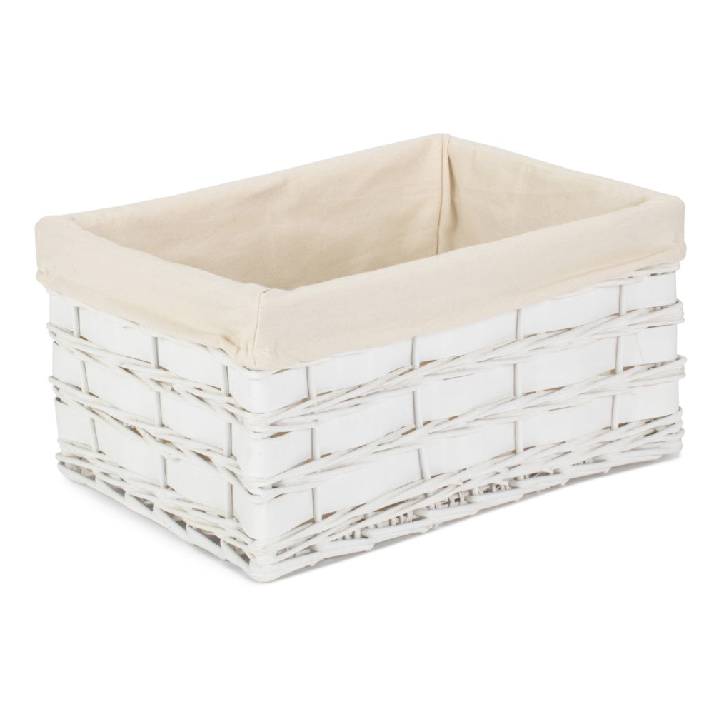 White Scandi Storage Basket With White Lining