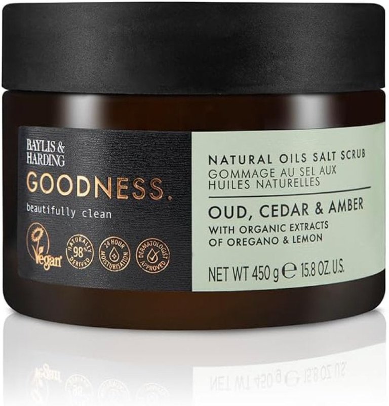 Baylis and Harding Goodness Oud Natural Oil Salt Scrub, 450g - Bath Salts - British D'sire