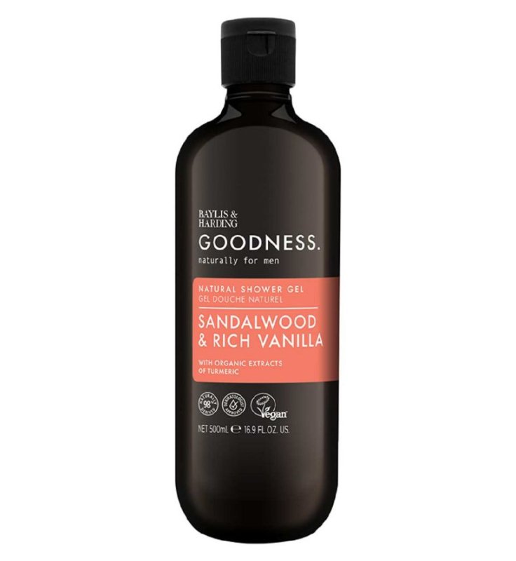 Baylis & Harding Goodness Mens Sandalwood & Rich Vanilla Shower Gel, 500ml - Shower Gel - British D'sire