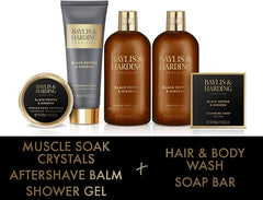 Baylis & Harding Men's Signature Collection Black Pepper & Ginseng Perfect Grooming Gift Pack - Vegan Friendly - Bath & Body Gift Sets - British D'sire